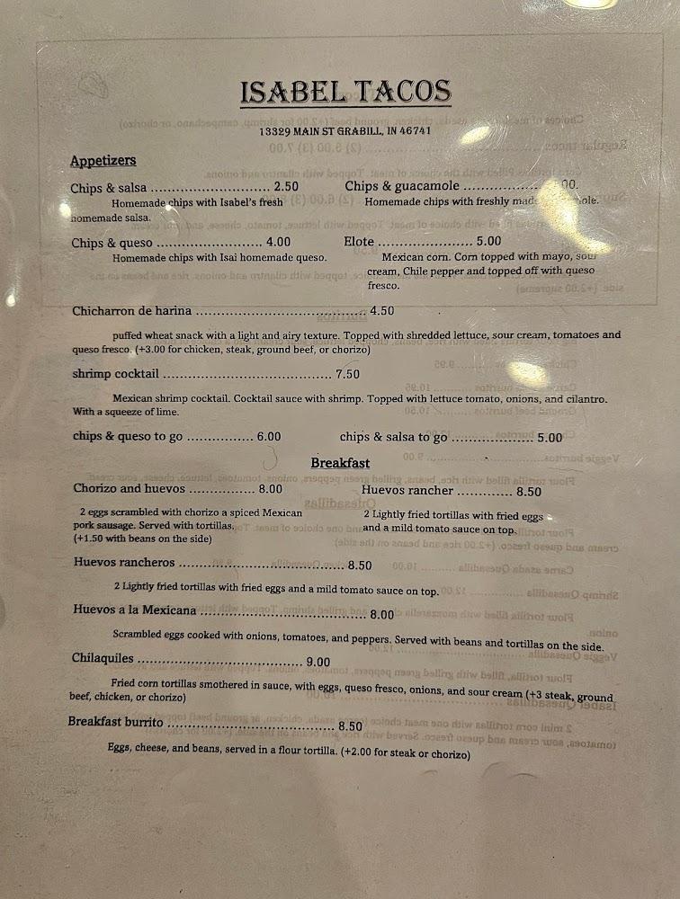 Isabel's Tacos Menu image 3